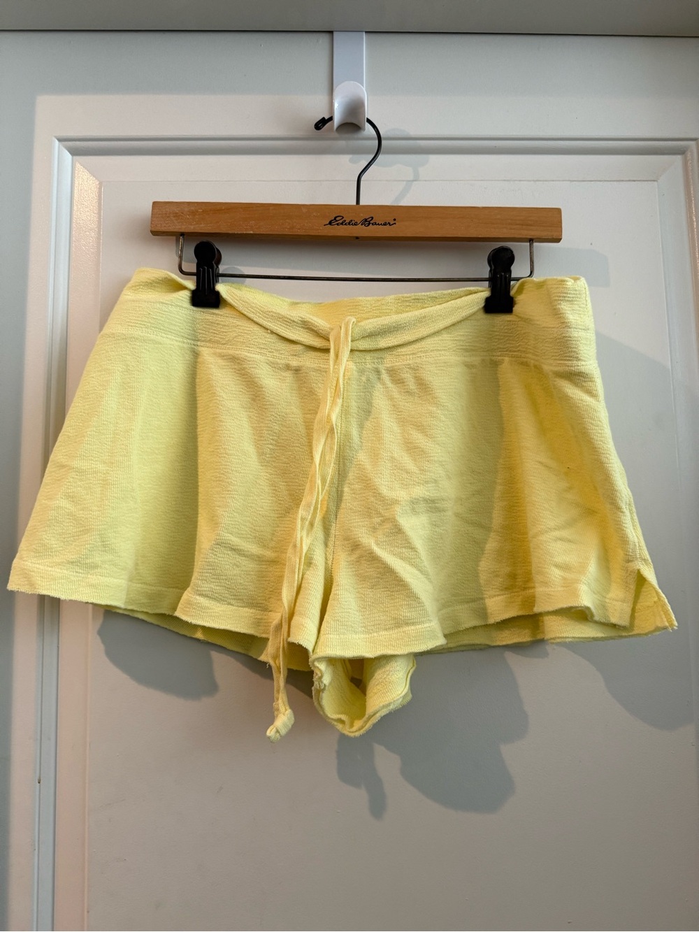 Free People Pale Yellow Tie-Waist Lounge Shorts